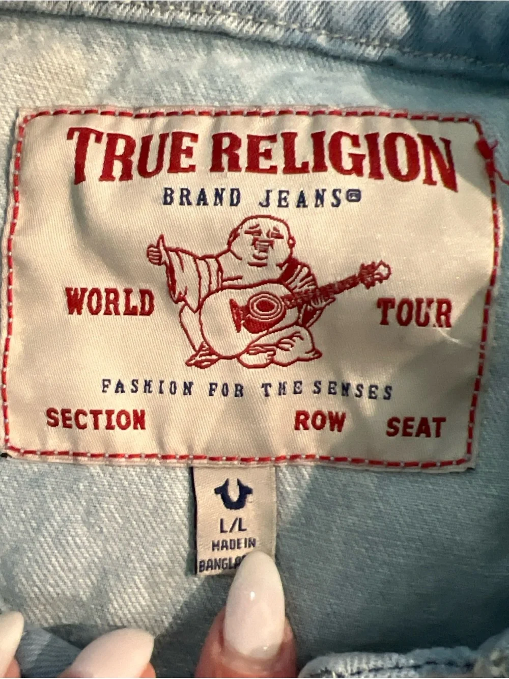 Y2K True Religion Mens Jesse Single Needle Denim Jacket L 108073 Light Wash Jean